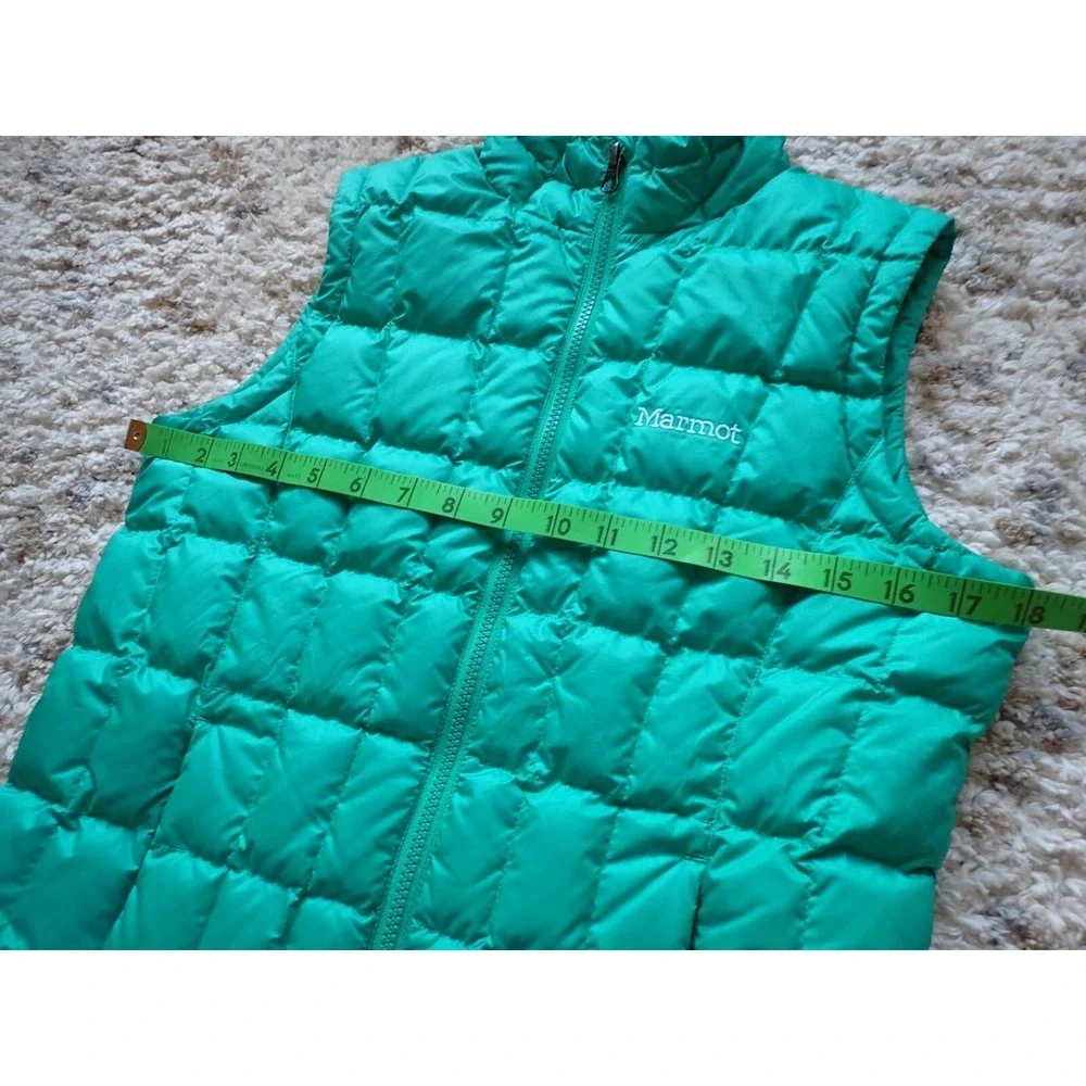 Marmot Puffer Vest Girls Large Green Excellent Down Quilted Full‎ Zip Sleeveless